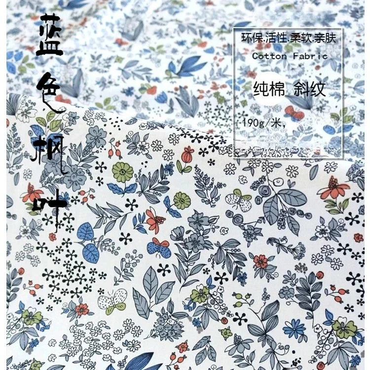 Tela de sarga de algodón puro con estampado floral, suave, totalmente de algodón, para ropa de cama, pijamas, pantalones, cortinas y proyectos de bricolaje para bebés.