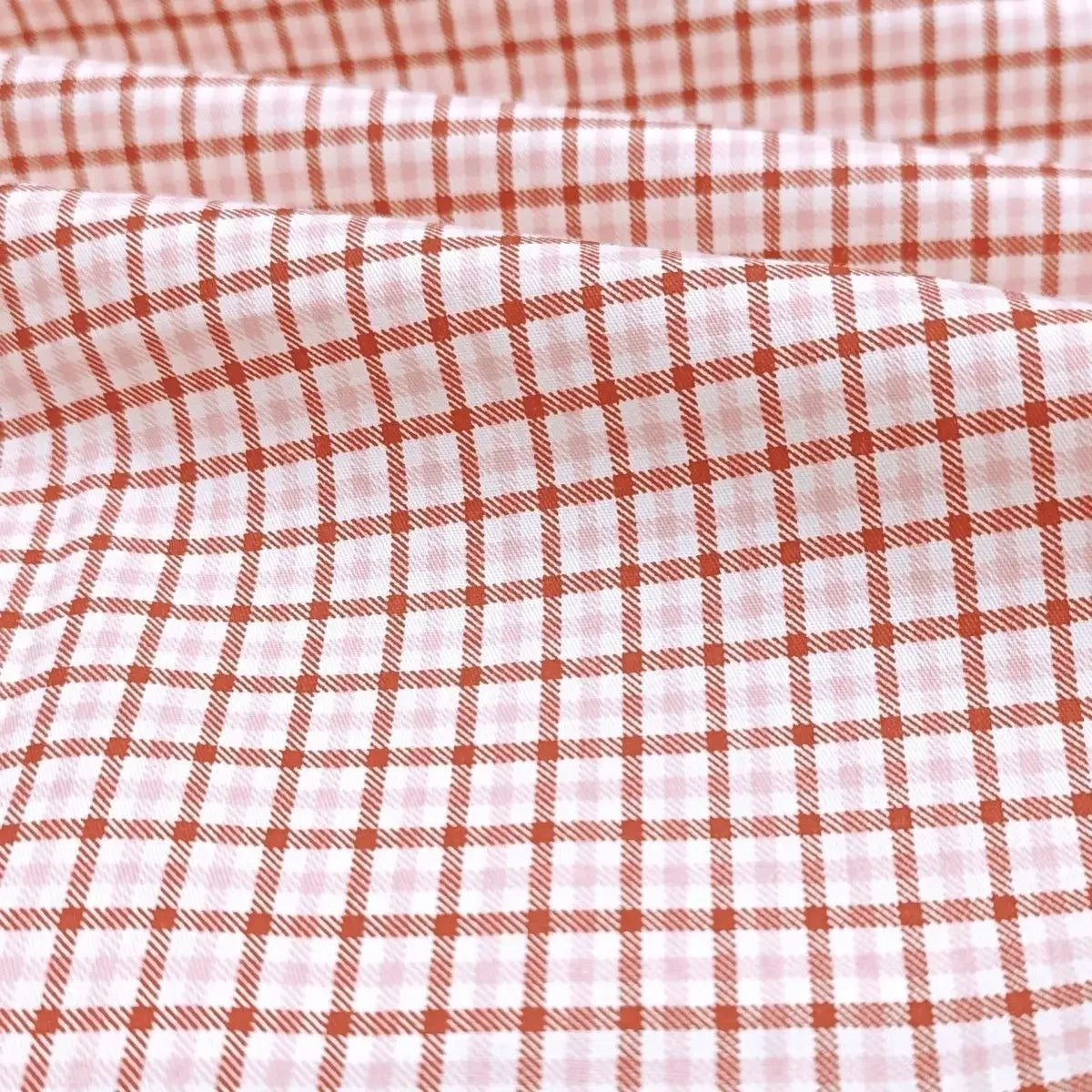 100% Cotton Plain Weave Floral Check Fabric - Country Style Material