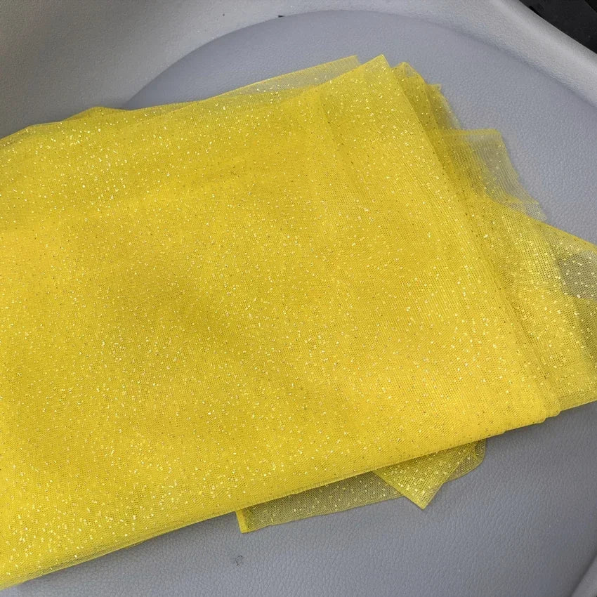 Light Sky Blue Hot Stamping Shiny Piece Skirt Mesh Transparent DIY Background Decoration Sewing Dress Fabric