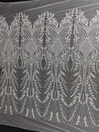 قماش دانتيل مطرز بالخرز والترتر الشبكي الفاخر، فساتين زفاف، فساتين سهرة، إكسسوارات مصممة