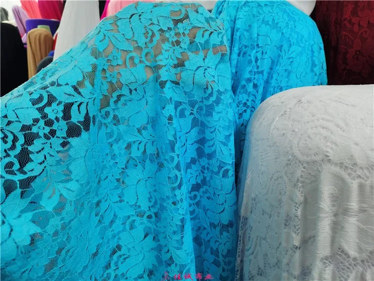 قماش دانتيل مطاطي برتقالي فلوري شفاف شبكي مع تطريز وردي للفساتين وملابس الأداء قماش شبكي شفاف زهري