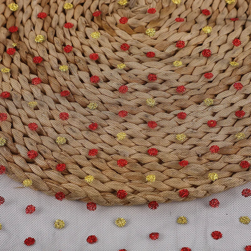 Round Dot Gold-plated Net Fabric Suitable For Festival Decoration Stage Setup Bouquet Packaging And Dotted Dresses
