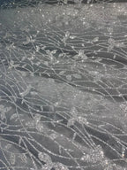 New Shiny Leaf Spray Silver Hot Stamping Transparent Mesh Wedding Dress Fabric Fabric Clothing Accessories