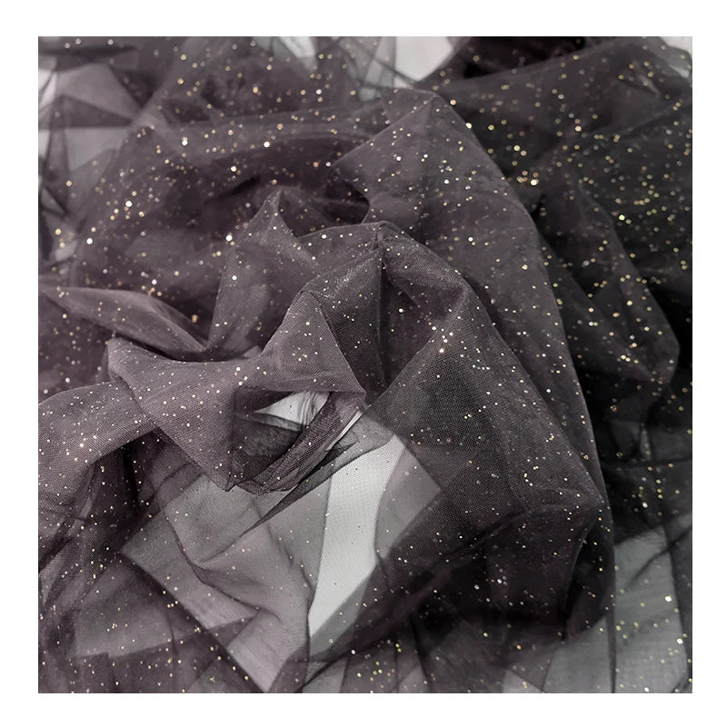 High Quality Thickened Soft Mesh Fabric Gold Spray Silver Flash Yarn for Fashion Wedding Dresses DIY Gown Decorative Fabric