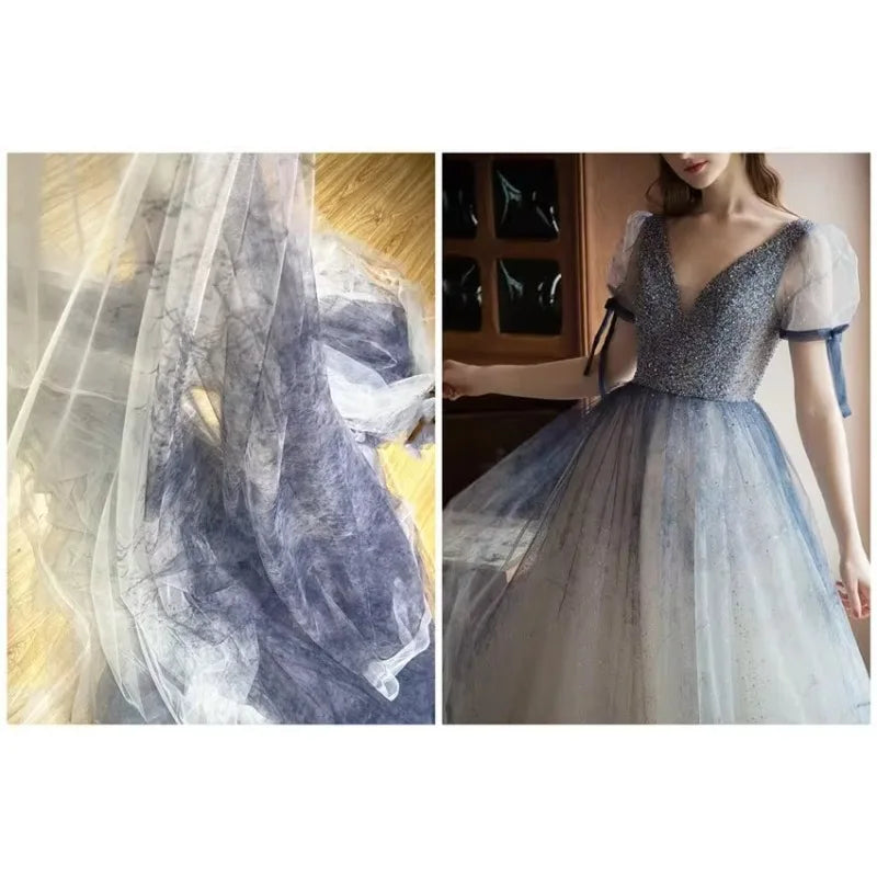 قماش شبكي مطبوع عالي الجودة بألوان متدرجة لخياطة فساتين السهرة وملابس الأطفال وتنورة منتفخة وقماش خفيف الوزن