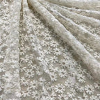 Tejido de malla de hilo de algodón soluble en agua, bordado con encaje y pequeños crisantemos florales, para prendas de vestir, parte superior e inferior.