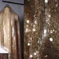Champagne gold fish scale sequin tulle fabric with dense metallic texture
