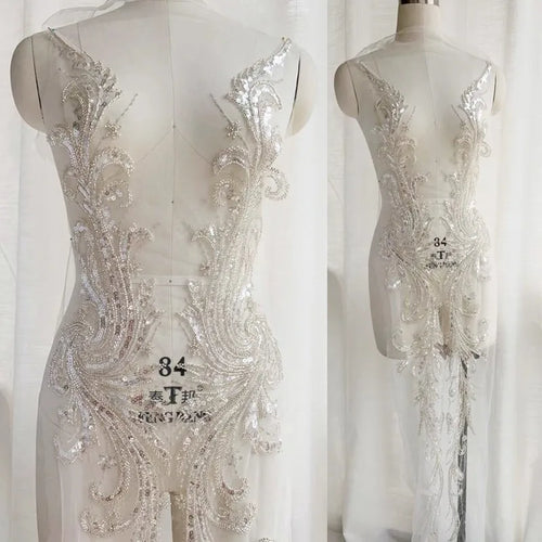 Bead Embroidered Sequin Lace - Luxury for Wedding Dress Decoration - fabric photo 1