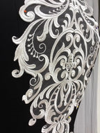 Parche de flores de encaje bordado con patrón blanco, negro y rojo, accesorios de cosplay para velo de boda de alta gama DIY