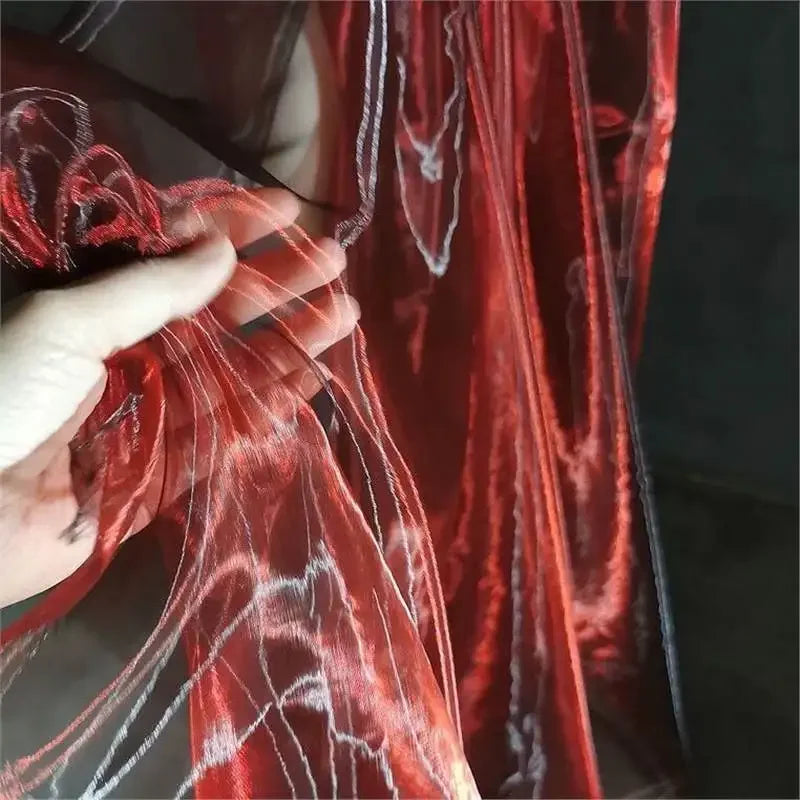 Unique Fabric Transparent Organza Sheer Cloth Sparkling Material For Wedding Dress Elegant Evening Gown Couture Design Clothing