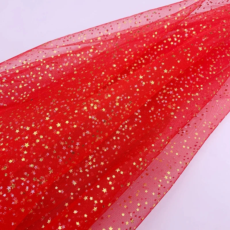 Gilding stars Sparkly gauze tulle Stage costume Fabric Gauze skirt fabric bow hair Christmas accessories Children's clothing