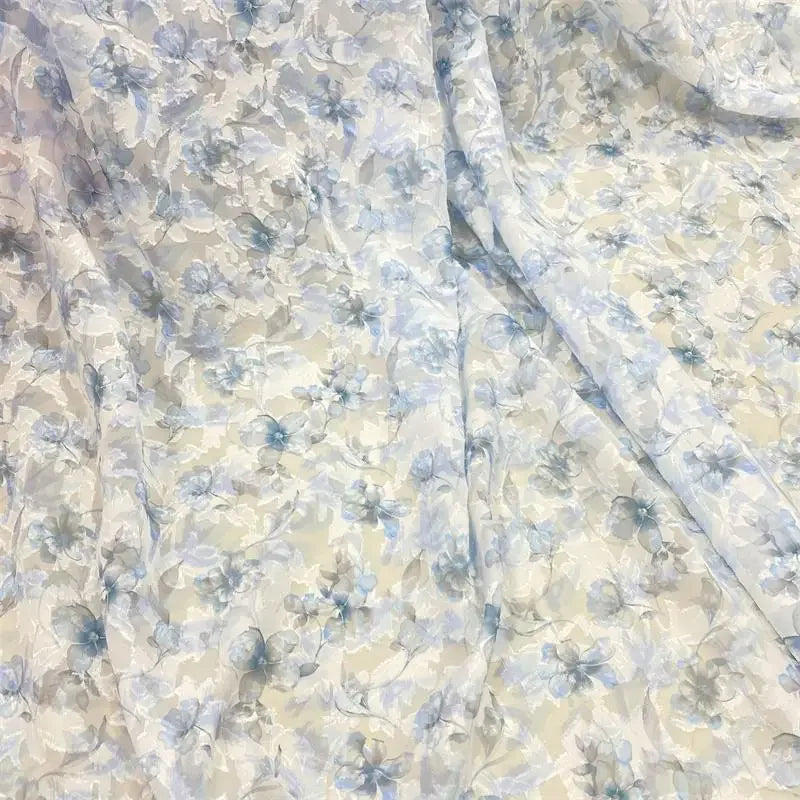 High-End Floral Semi-Sheer Jacquard Chiffon - Dress Shirt Sun Protection Fabric