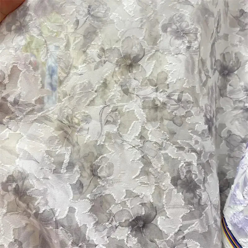 فساتين وقمصان نسائية فاخرة من قماش شيفون جاكار شبه شفاف مزخرف بنقشة زهور على الطراز الصيني، ناعمة للحماية من الشمس