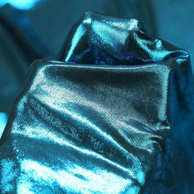 قماش جلدي معدني ذهبي فضي - مادة مرنة فائقة النحافة 150 سم