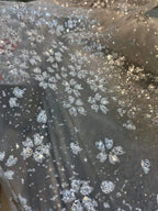 Lentejuelas de cristal de copo de nieve, malla fina transparente brillante, tela para vestidos de bricolaje, tela para vestidos de novia, tela