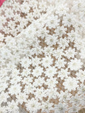 Starry Sky Milk White Rose Embroidery Lace Mesh Fabric - Half Transparent 150cm