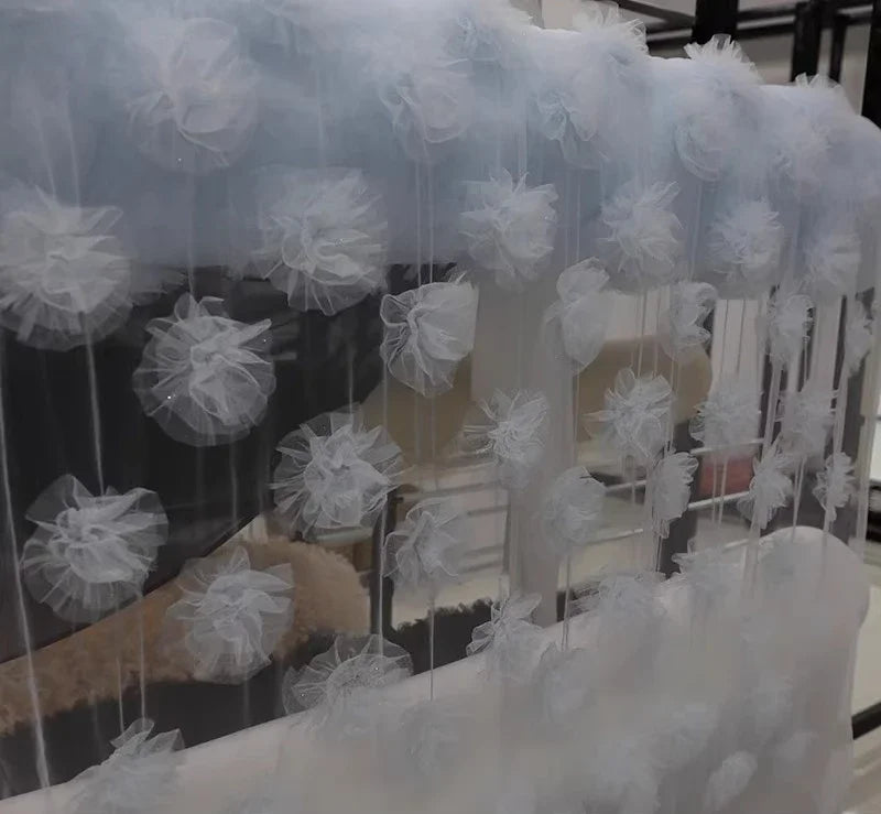 Tela de encaje de flores tridimensional dulce, tela de hilo de nube, tela para fotografía, decoración de fondo de boda, accesorios de fotografía