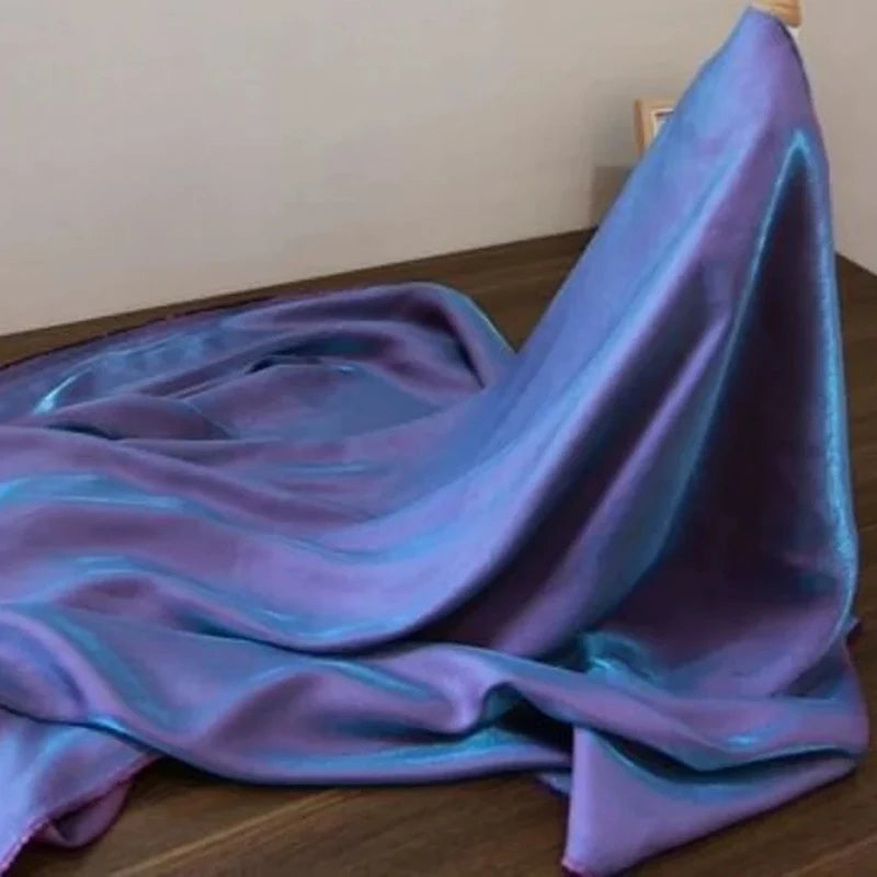 150cm Width Soft Purple Blue Iridescent Satin Fabric Smooth Draping DIY Material For Dresses Shirts Doll Clothing