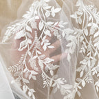 زوج من خيوط قطنية عالية الجودة مخصصة مطرزة بالترتر وشبكة زهور ودانتيل مطرز وإكسسوارات خياطة الحجاب الزهري