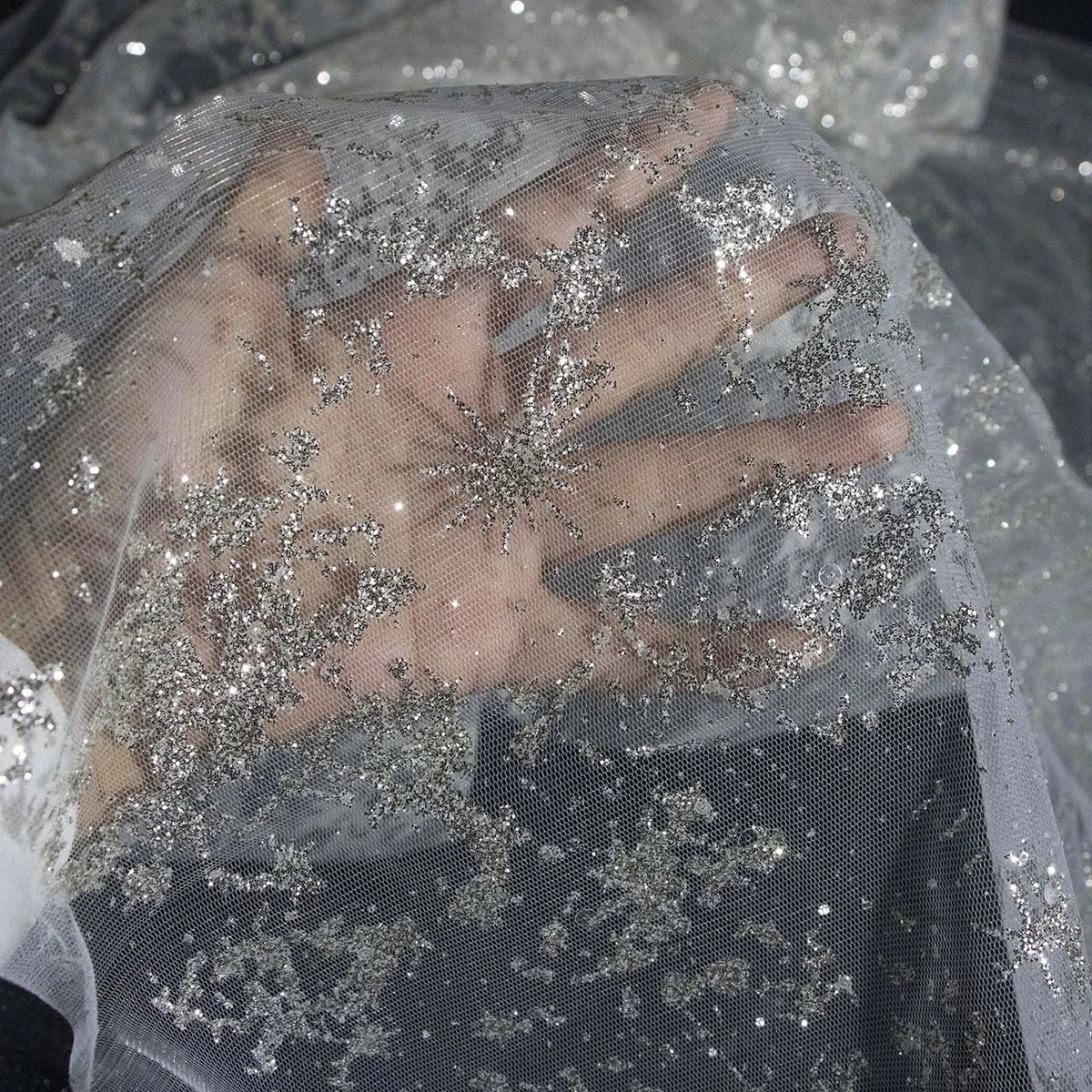 Glitter Lace Fabric for Bridal Gowns - Glitter