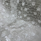 New Lace Fabric 3D Velvet Flowers Embroidered Branches Beaded Sequins Pearls Embroidery Wedding Dress Evening Gown Formal Clothe