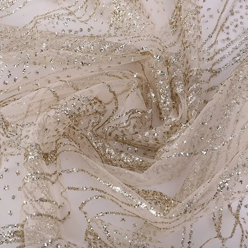 Bright Colored Silk Thread Embroidered Tulle - Wedding Decoration Fabric - fabric photo 3
