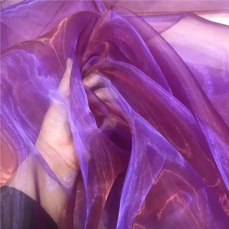 Unique Fabric Transparent Organza Sheer Cloth Sparkling Material For Wedding Dress Elegant Evening Gown Couture Design Clothing