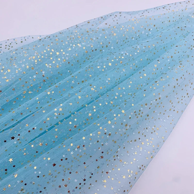 Gilding stars Sparkly gauze tulle Stage costume Fabric Gauze skirt fabric bow hair Christmas accessories Children's clothing