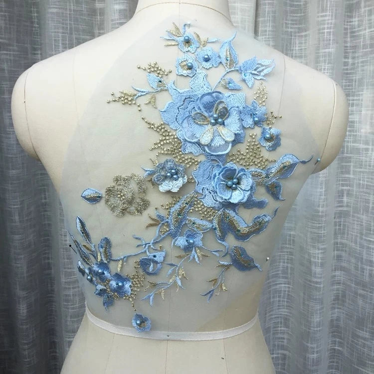 18 لون حلوى سلسلة 3D مسمار خرز بريق فستان الزفاف اللباس ملابس الأطفال DIY الدانتيل زهرة ملصقات الاكسسوارات