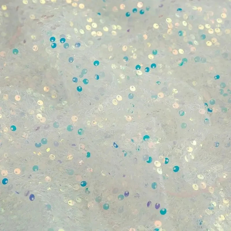 قماش دانتيل مطرز بالترتر الكريستالي مقاس 5 مم، قماش لامع لامع للأزياء المسرحية وملابس الأداء والحرف اليدوية