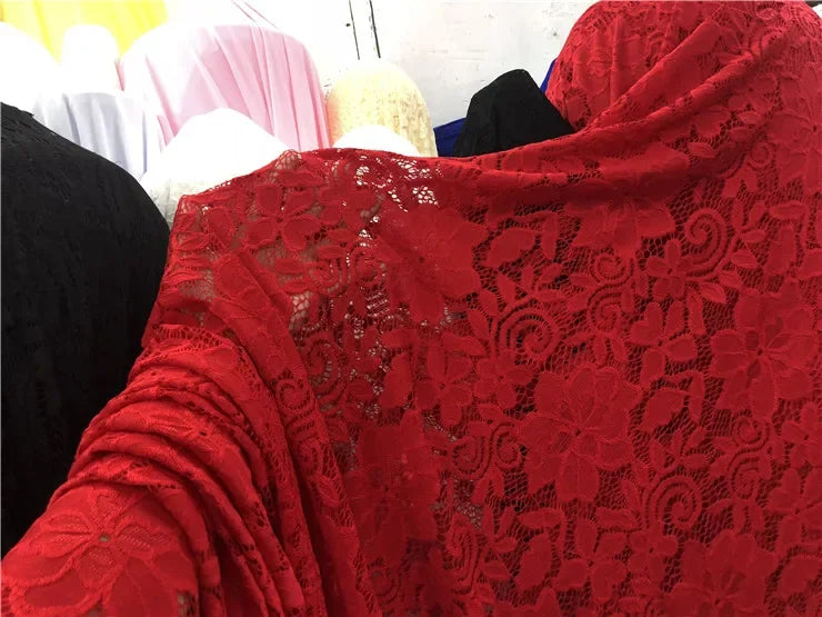 قماش دانتيل مطاطي برتقالي فلوري شفاف شبكي مع تطريز وردي للفساتين وملابس الأداء قماش شبكي شفاف زهري