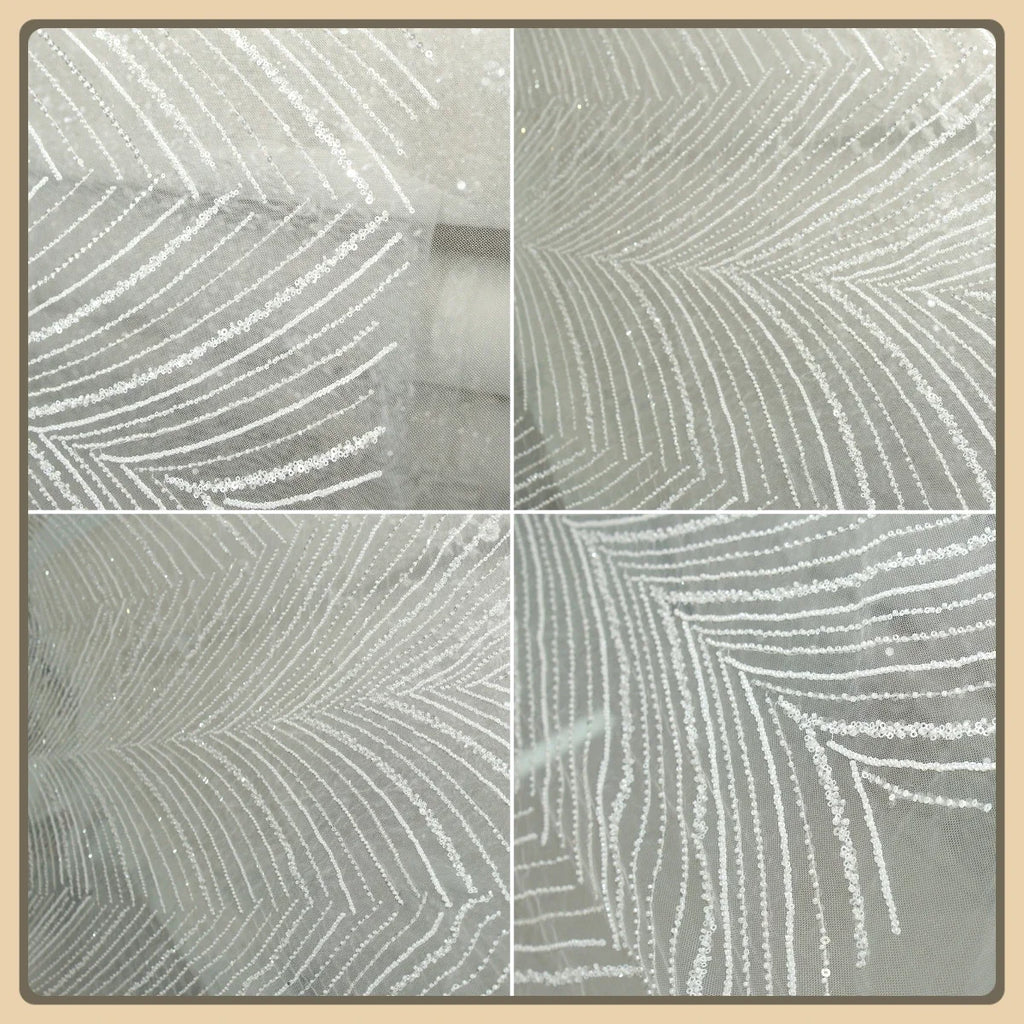 Luxury Sequin Beaded Floral Mesh - Wedding Formal Gown Lace Fabric