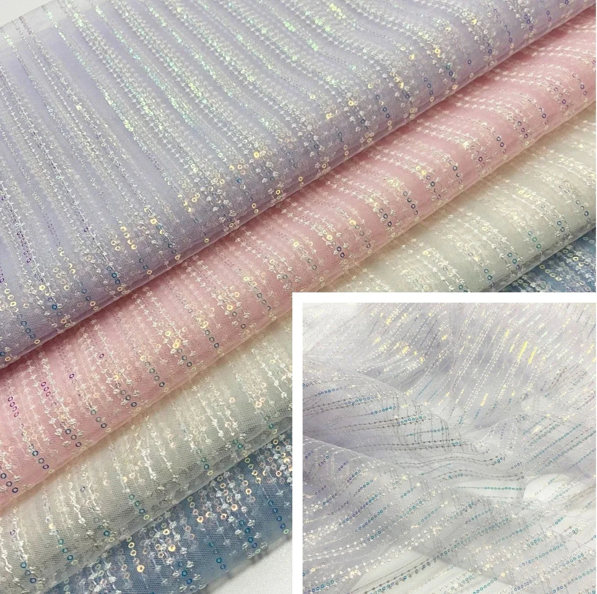 Tela de malla con lentejuelas de rayas verticales suaves, ligeras y brillantes de color sólido para vestido de noche, falda de escenario, ropa infantil