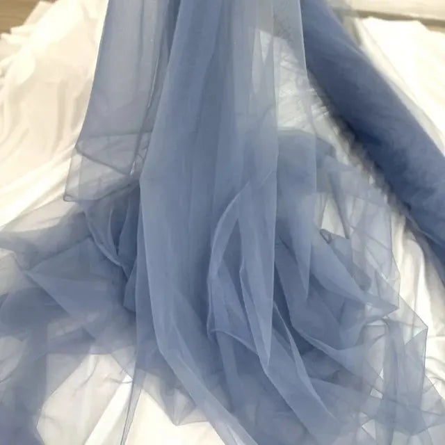 Tela de malla de gasa ligera con efecto niebla, hilo de tul azul suave, velo de fondo DIY, vestido de novia, tul de hadas, material de decoración nupcial