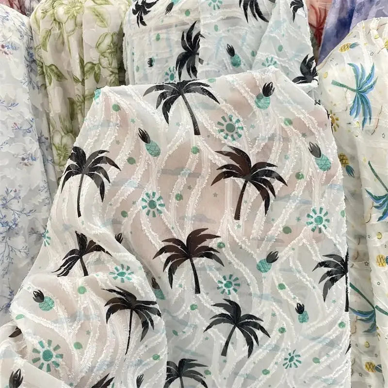 High-End Floral Semi-Sheer Jacquard Chiffon - Dress Shirt Sun Protection Fabric