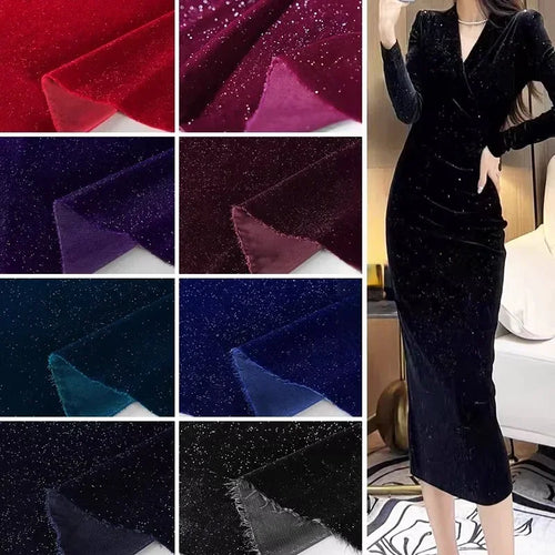 Bright Silk Starry Velvet Fabric - Soft Shiny Sparkling Material - fabric photo 2