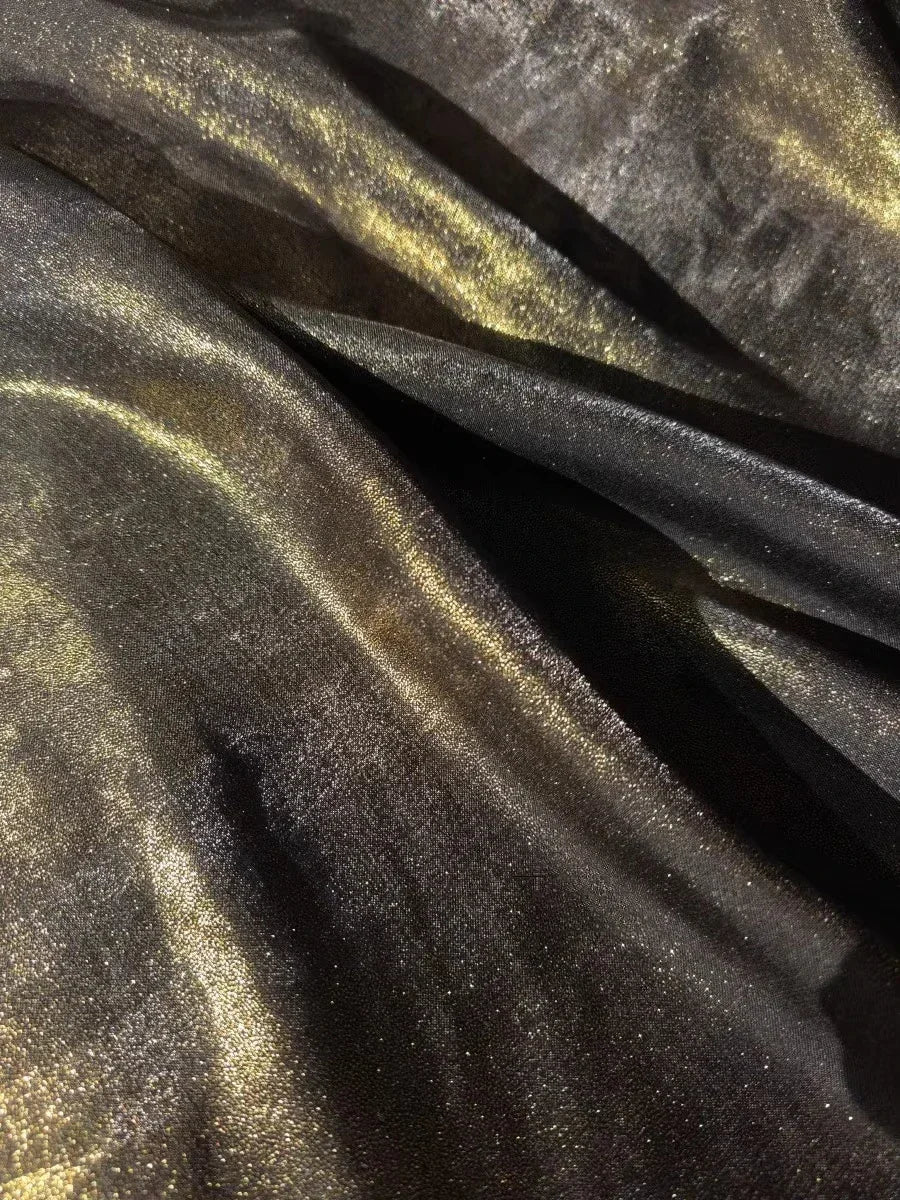 Shining Gold Powder Fantasy Color Water Light Cotton Satin Fabric Sewing Hanfu Dress Stage Clothing Soft Fabric