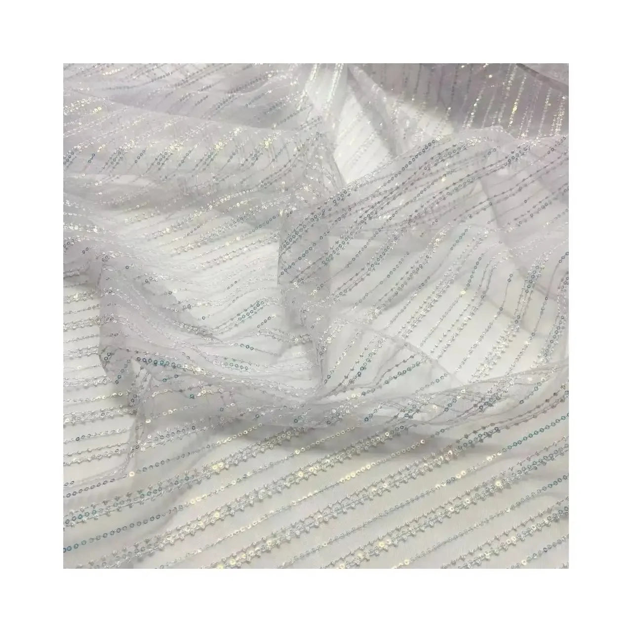 Shiny Vertical Stripe Sequin Mesh - Evening Dress & Stage Skirt Fabric