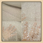 White Glitter Sequin Mesh Fabric for Bridal and Evening Gowns