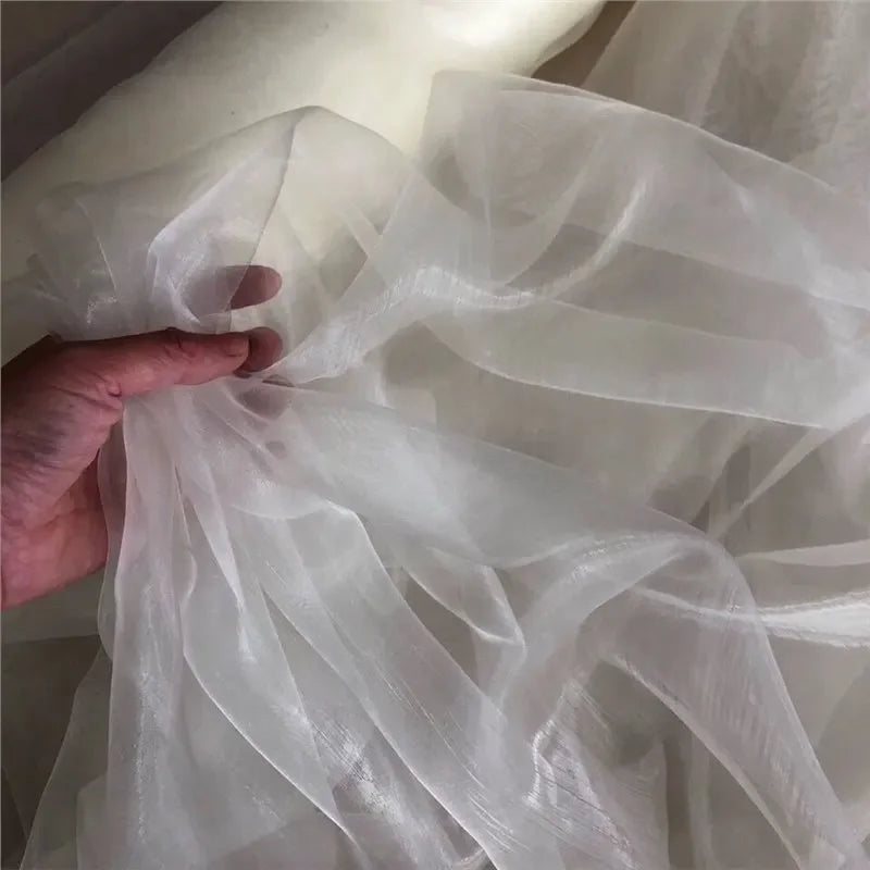 Unique Fabric Transparent Organza Sheer Cloth Sparkling Material For Wedding Dress Elegant Evening Gown Couture Design Clothing