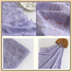 Tela bordada de malla de algodón puro con diseño de crisantemo violeta para vestido infantil, hilo de algodón suave, manualidades de costura DIY.