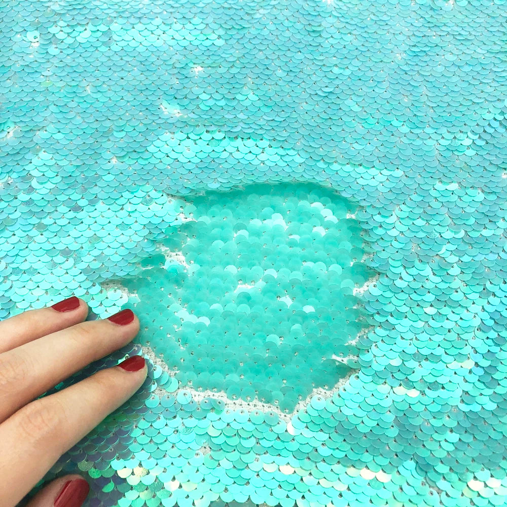 Tela reversible con lentejuelas para vestido de noche, de dos colores, para manualidades creativas, con lazo para el pelo, para bolso o bolso.