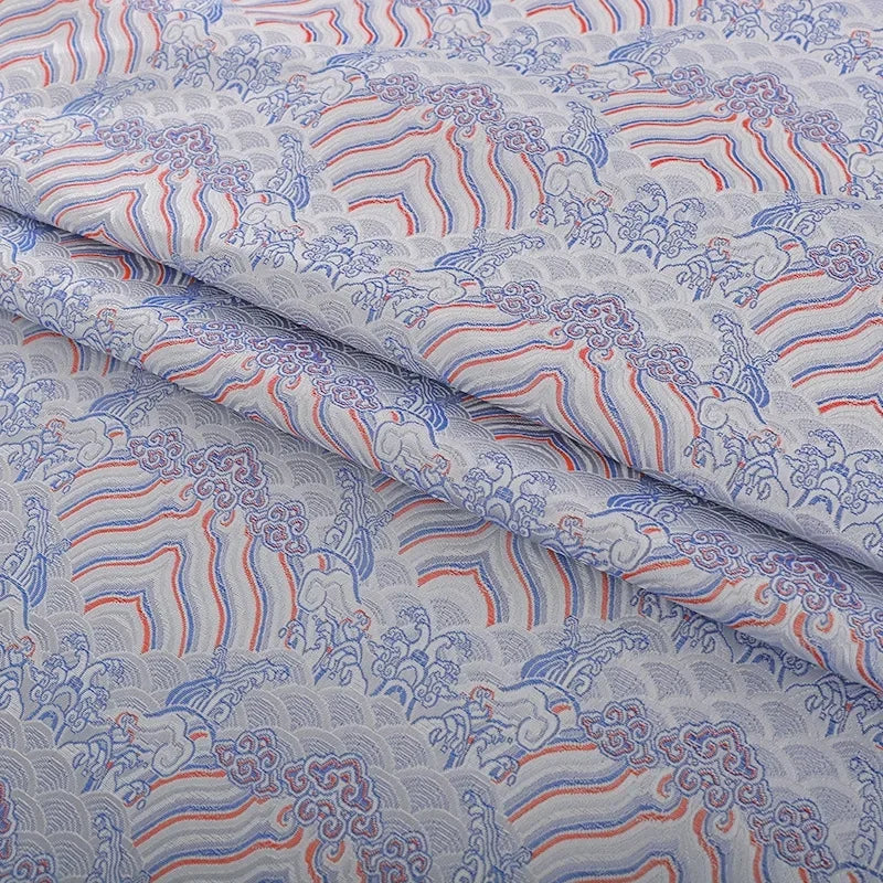 قماش جاكار فاخر بخيوط معدنية ونمط أنيق ومواد فاخرة وفساتين وتنورة وسترة وخياطة مصممة وخياطة راقية