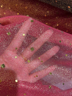 منتج جديد نبيذ أحمر الحجم الشكل الزاوي الذهب بريق ختم ساخن نسيج شبكي ملابس الأداء فساتين الزفاف فساتين رسمية