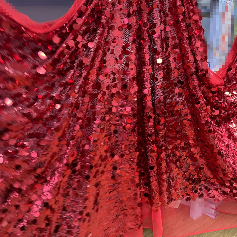 Large Sequin Wedding Stage Backdrop Fabric Silver Burgundy Gold for Photography Clothing Evening Dress Decoration