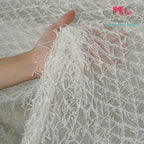 Tela de malla suave con borlas blancas para coser vestidos de novia, vestidos de noche, media falda, decoración, telas DIY para coser