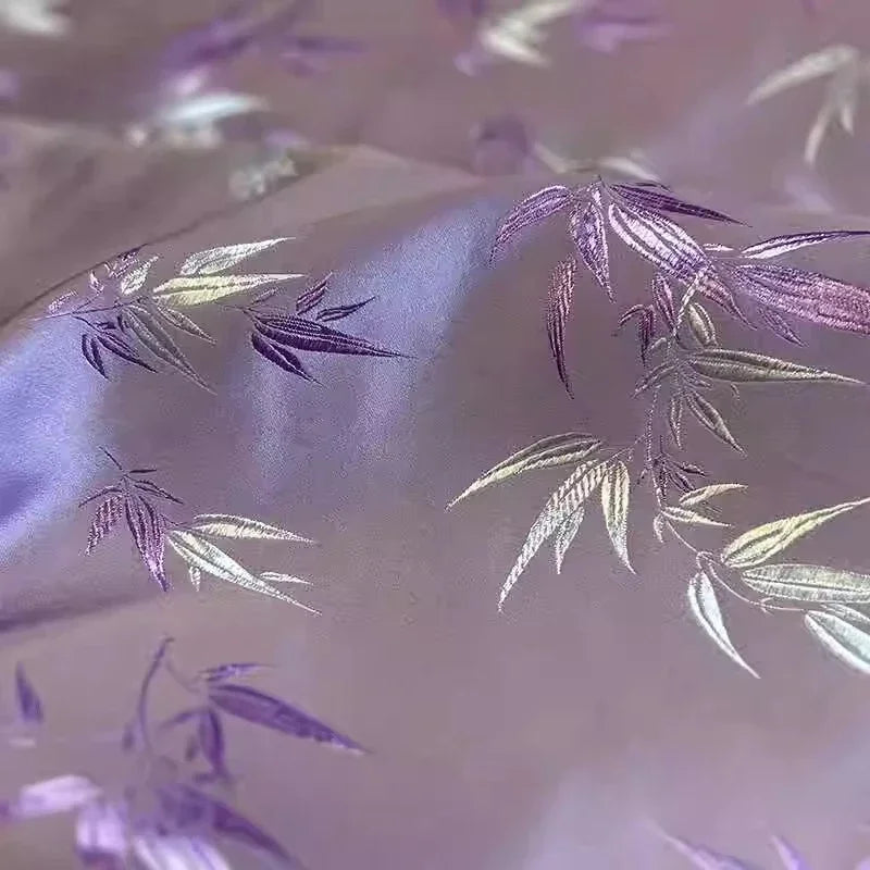 Lavender Purple Bamboo Leaf Woven Brocade - Dress Vest Home Decor Fabric