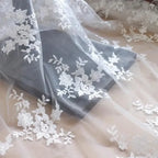 قماش دانتيل مطرز يدويًا - زينة فستان الزفاف 130 سم