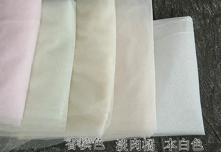 Shiny Silver Gold Spray Headscarf Fine Powder Mesh Fabric for Wedding Dress Photography Background Yarn