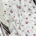 Cherry Print Gold Thread Soft Stretch Mesh Fabric - Sheer Material